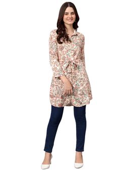 Cantabil - Women Multi-Color Printed Casual Tunic with Belt (Set of 2)