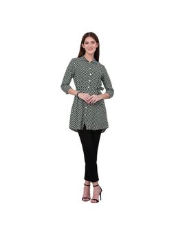 Cantabil - Women Green Printed Casual Tunic with Belt (Set of 2)