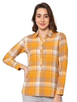 Cantabil - Women Yellow Checks Casual Tunic