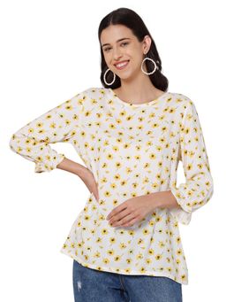 Cantabil - Women Yellow Floral Casual Tunic