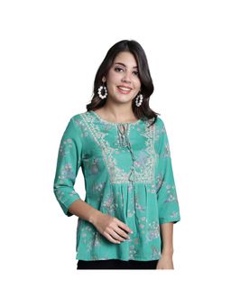 Cantabil - Women Green Floral Print Casual Tunic