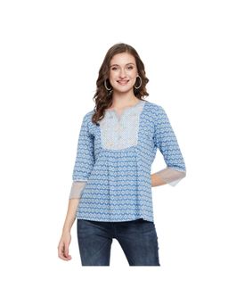 Cantabil - Women Blue Printed Casual Tunic