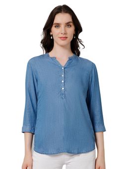 Cantabil - Women Blue Solid Casual Tunic