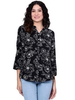 Cantabil - Women Black Floral Print Casual Tunic