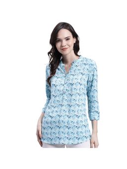 Cantabil - Women Blue Floral Print Casual Tunic