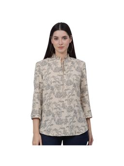Cantabil - Women Beige Floral Print Casual Tunic