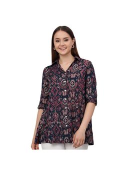 Cantabil - Women Navy Blue Printed Casual Tunic