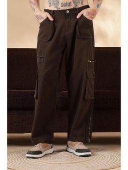 Eszett - Men Brown Cotton Solid Cargo