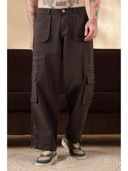 Eszett - Brown Men Cotton Solid Cargo