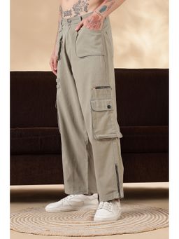 Eszett - Men Cream Cotton Solid Cargo