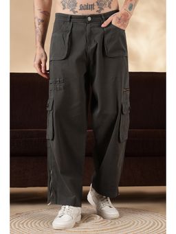 Eszett - Men Grey Cotton Solid Cargo