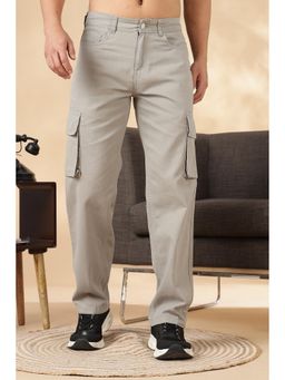 Eszett - Men Grey Cotton Solid Cargo
