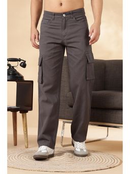 Eszett - Men Grey Cotton Solid Cargo