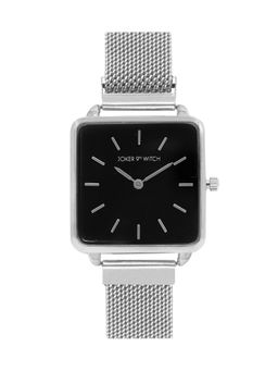 Joker and Witch - Joker & Witch Vintage Black Dial Square Magnetic Analog Watch With Silver Strap For Women