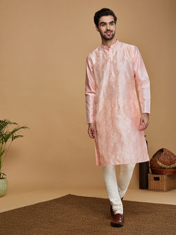 KISAH - Men Pink Kurta with Churidar (Set of 2)