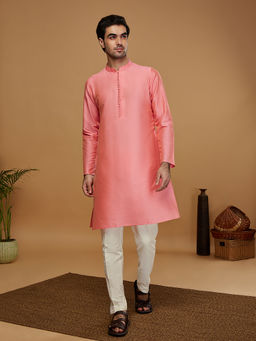 KISAH - Men Pink Kurta with Trouser (Set of 2)