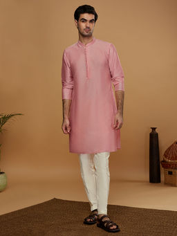 KISAH - Men Pink Kurta with Trouser (Set of 2)