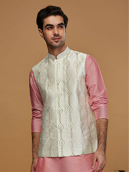 KISAH - Men Off White Nehru Jacket