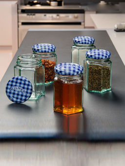 Kilner - Hexagonal Twist Top Glass Jar Set -Set of 5 (280 Ml) for thinKitchen