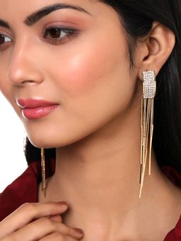 Yellow Chimes - Women Gold-Toned Tasselled Drop Earrings