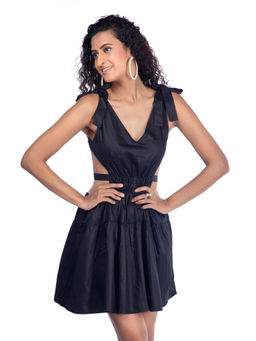 French Theory - Women Stylish Backless Short Dress-Black