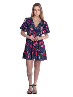 French Theory - Women Floral Printed Dress-Blue