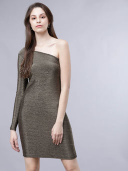 TOKYO TALKIES - Women Gold Bodycon Shimmer Dress