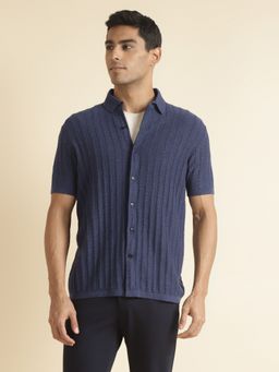 Andamen - Navy Mens Half Sleeve Shirt Regular Fit