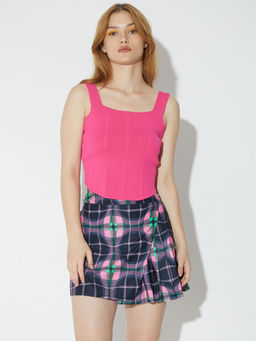 ONLY - Pink Fine Knit Corset Crop Top