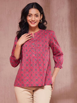 Fabindia - Pink Cotton Printed Top