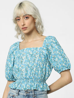 ONLY - Blue Floral Print Top