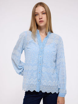 Cover Story - Blue Schiffli Shirt