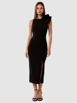 Forever New - Amity Spliced Rosette Black Midi Dress