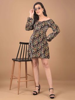 CRIMSOUNE CLUB - Women's Multi-Color Floral Sweetheart Neck Mini Dress