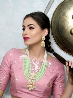 Odette - Designer Green Beads Necklace (Set of 2)