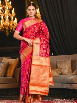 Beatitude - Purple Woven Patola Design Saree with Unstitched Blouse