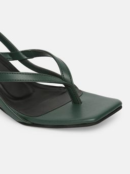 Twenty Dresses by Nykaa Fashion - Green Square Toe Crisscross Pencil Heels