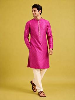 Vastramay - Men Pink Kurta with Pyjama