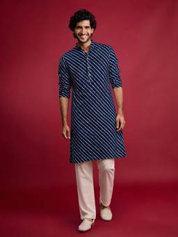 Vastramay - Men Blue Rayon Kurta with Pyjama