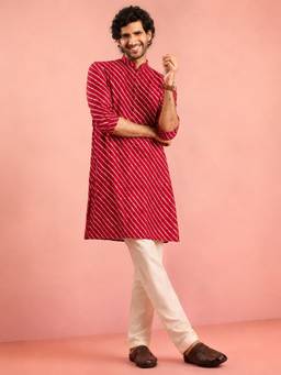 Vastramay - Men Red Rayon Kurta with Pyjama