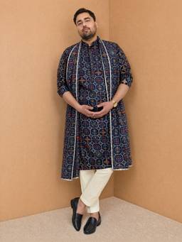 Vastramay - Men Blue Rayon Kurta Pyjama with Dupatta