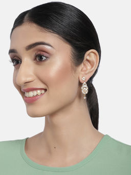 Accessher - Gold-Plated Ad Studded Handcrafted Drop Earrings For Women & Girls