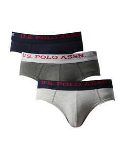 U.S. POLO ASSN. - Men Assorted I005 Branded Waist Mid Rise Briefs Multi-Color (Pack of 3)