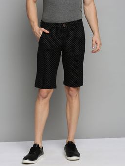 SHOWOFF - Men's Knee Length Black Printed Mid-rise Regular Shorts