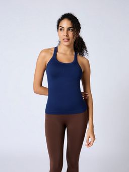 FEIER - Curve Double Layer Navy Blue Tank Top