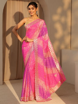 Libas - Womens Multi-Colour Printed Saree with Unstitched Blouse
