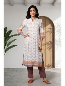 Aurelia - Womens Off White Floral Kurta With Pant