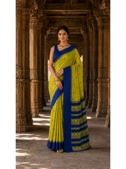 Anjaneya Sarees - Silk Kanjivaram Yellow Woven Handloom Saree with Unstitched Blouse