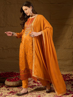 Vaamsi - Womens Yellow Printed Kurta With Pant & Dupatta