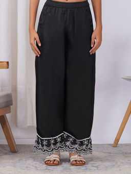 Zuri - Womens Black Solid/Plain Pant